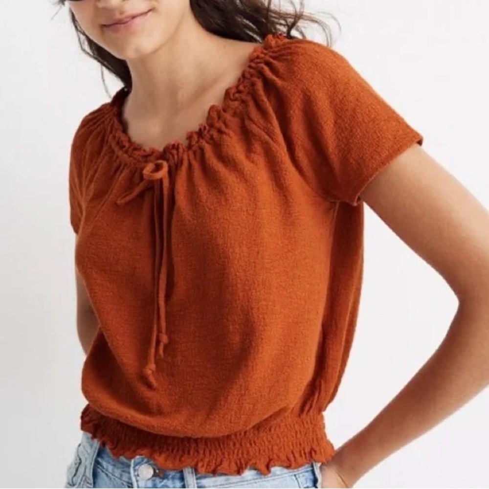 Madewell Texture & Thread Blouse Rusty Orange Top Size XL